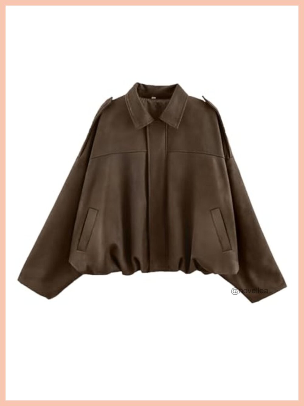 Women's Faux Suede Oversized Bomber Jacket Cropped Long Sleeve Zip